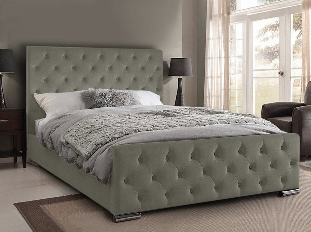 Mercer41 Carlos Upholstered Bed Frame Asphalt Double (4'6)