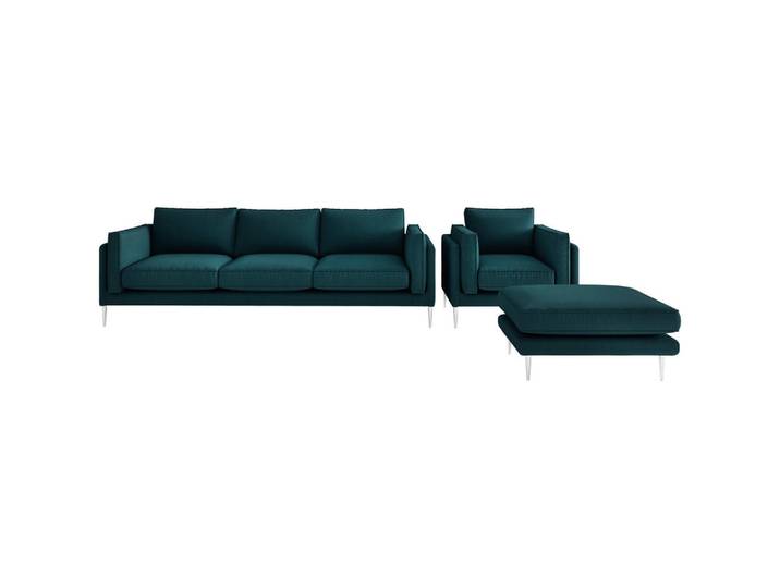 Livetastic Sitzgarnitur, Dunkelgrün, Metall, 3-teilig, Made in EU, erweiterbar, Wohnzimmer, Sofas & Couches, Sitzgarnituren