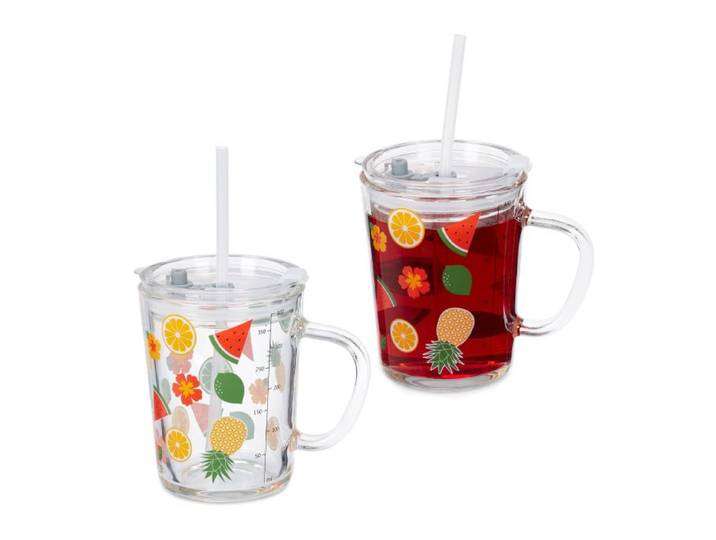 Relaxdays Drinkglazen set van 2 vruchten