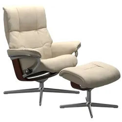 Stressless Sessel mit Hocker Mayfair Cross Leder Beige Batick Cream M (Medium)