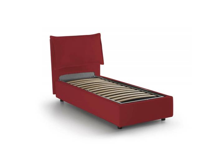 Lit simple en tissu rouge 90x200 cm