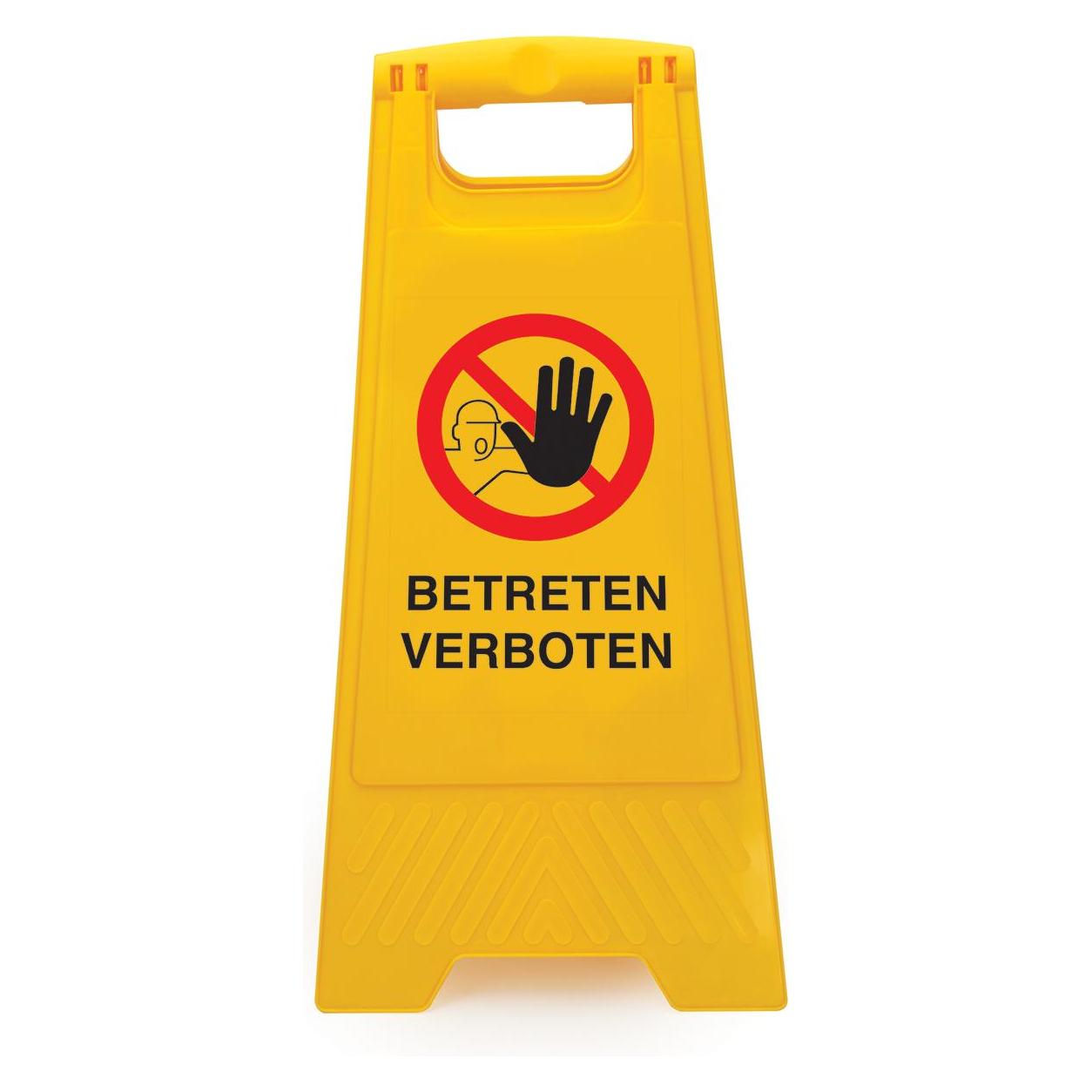 Brady Stabile Warnaufsteller, Polypropylen, Schwarz & Rot auf Gelb, Beschriftung: BETRETEN VERBOTE (241926)