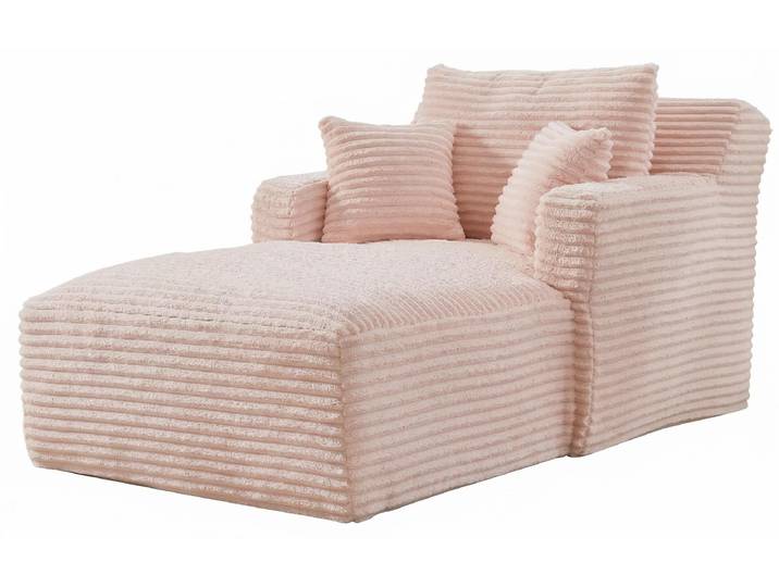 Modulares Schlafsofa im Stil eines Chaiselongue, bezogen mit geripptem Rosenvelours, ohne Montage erforderlich