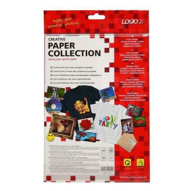 Logo Selbstklebendes Papier, weiss, glänzend, A4, 155 g (155 g/m², 20x) (15342)