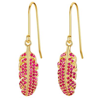 Paar Ohrhänger GLANZSTÜCKE MÜNCHEN "Set: AV285", rosa (gelbgold, rot), Ohrringe, Damen, 35,6mm,mit Zirkonia, Silber 925 (Sterlingsilber), mit Zirkonia