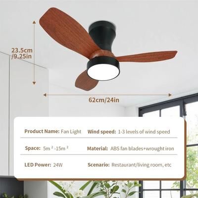Uplift Essentials Modern Black Ceiling Fan Chandelier c 24in black Walnut