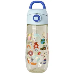 RICE Kinder Trinkflasche ABC-Print – Bunt, Robust & Skandinavisch für unterwegs, Blau ABC-Print - H22 Ø7.5 cm, 550 ml