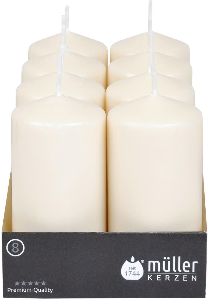 Stumpenkerze "müller Kerzen Stumpenkerze 12 x 5.7", beige (natur), H:12cm Ø:5,7cm, Kerzen, Stumpenkerze natur Ø/H: 5,7cm x 12cm, 8 Stk.