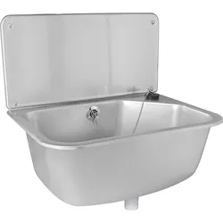 Edelstahl-Universal Ausgussbecken mit Ablauffläche 490x470x360mm mit Ab- und Überlaufgarnitur