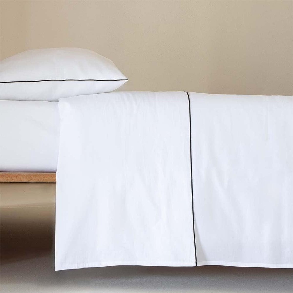 Luxe Beddengoedset van 100% Egyptisch Katoen in Satijn - Wit-Zwart - 180x190/200 cm