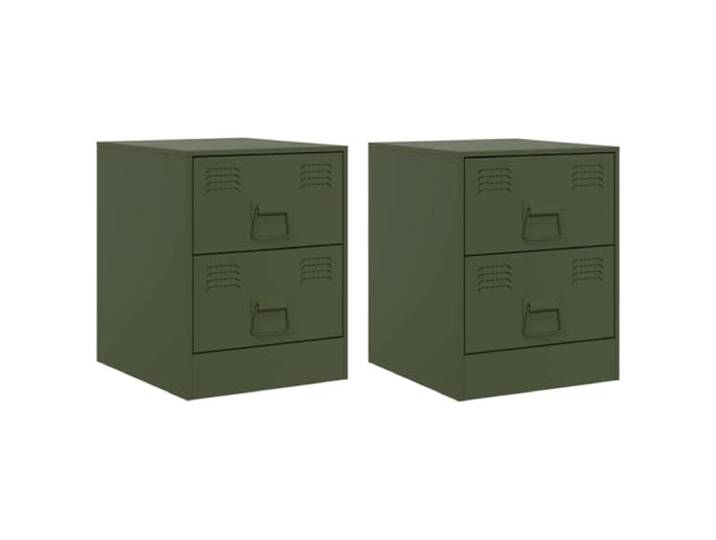 LMTYOENFG 2er Set Nachttische Grün, Metall Nachtschrank aus Stahl Vielseitige Nachtkonsolen für Schlafzimmer und Wohnbereich, mit zwei griffigen Türen für geordnete Ablage.