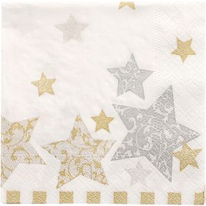 Papstar Servietten 88680 Stardust, 25 x 25 cm, 1/4-Falz, 3-lagig, 50 Stück