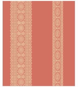 Brewster Brynn Coral Paisley Stripe Wallpaper - 20.5in x 396in x 0.025in