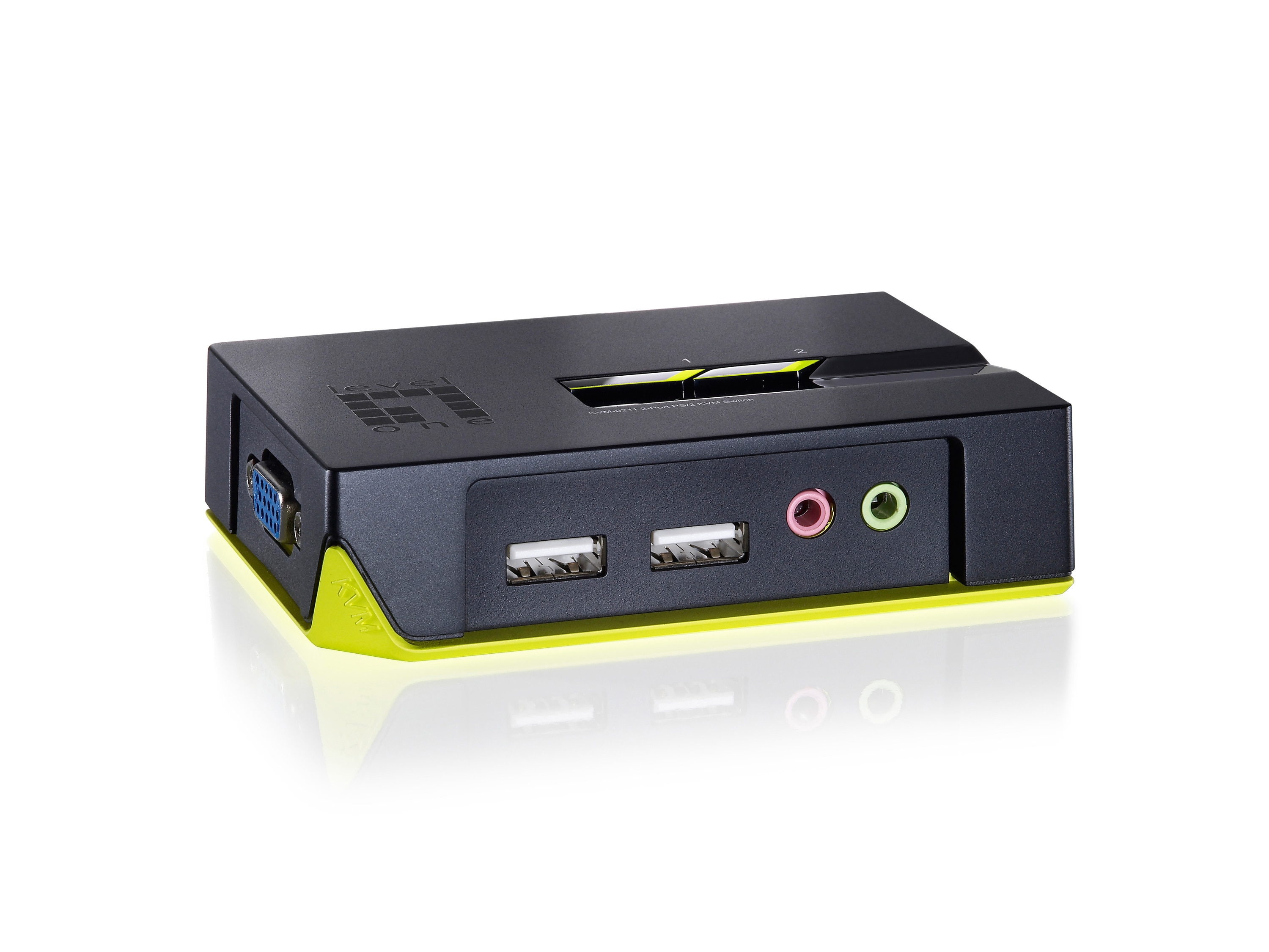 LEVELONE 2-Port USB VGA KVM Switch, audio support KVM-0221