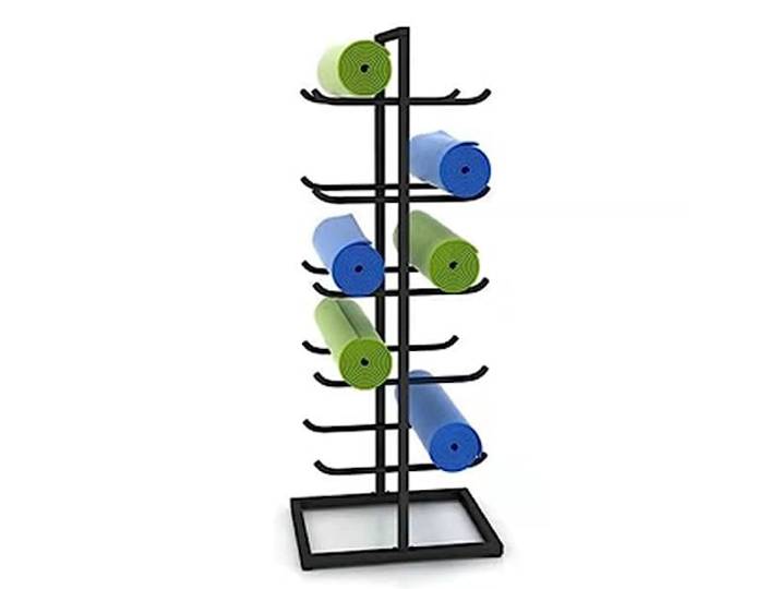 Yoga-Mattenständer Yogamattenhalter Aufbewahrungsregal for Yogamatten aus Metall, Heim-Fitnessstudios, Fitnesscenter, Yogamattenhalter for Yogamatten-Widerstandsbänder, Organizer for stehende Trainin