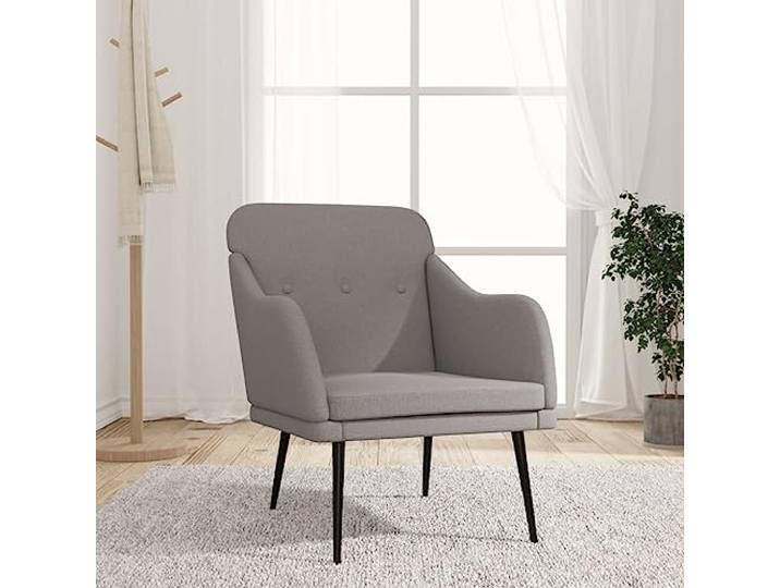 IBUQDDV Sessel Taupe 63x76x80 cm Stoff mit Metallgestell Relaxsessel, atmungsaktiver Stoff, stabiles Metallgestell, gepolsterte Armlehnen, Montageanleitung inklusive