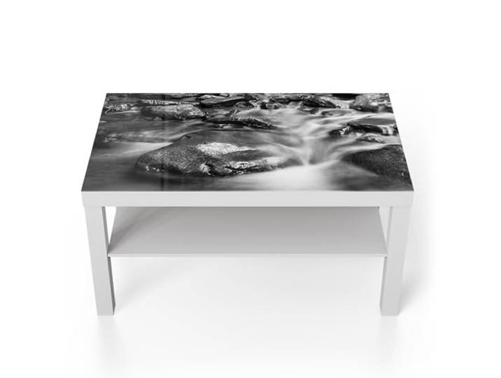 DEQORI Glastisch weiß groß 90x50 cm Motiv Fluss der Zeit ausgefallener Beistelltisch aus Glas Hochglanz Couchtisch fürs Wohnzimmer moderner Couch Tisch mit Design