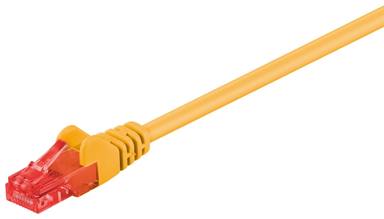 50x Goobay 68418 CAT 6 Patchkabel, U/UTP, gelb, 5 m - Kupferummantelter Aluminiumleiter (CCA)