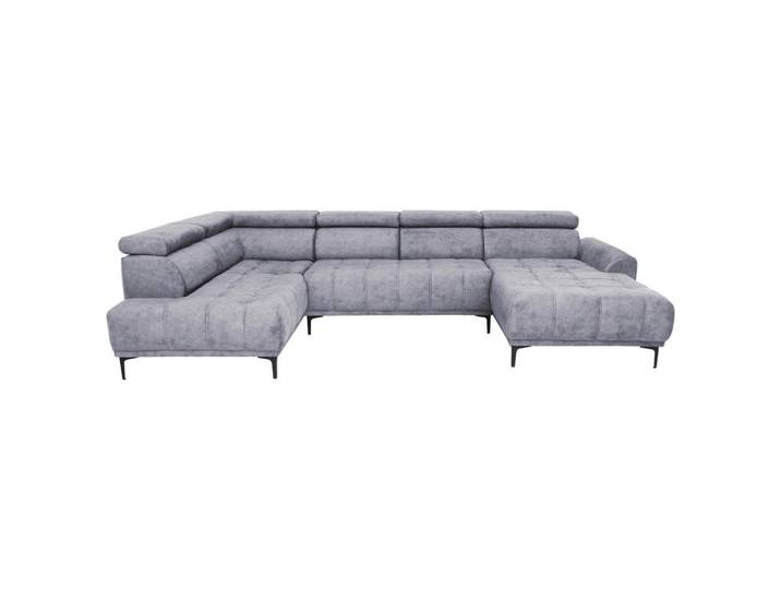 Stylife Wohnlandschaft Cancun, Grau, Metall, 4-Sitzer, Ottomane rechts, U-Form, 340x191 cm, Typenauswahl, Stoffauswahl, seitenverkehrt erhältlich, Hocker erhältlich, Wohnzimmer, Sofas & Couches, Wohnlandschaften, Wohnlandschaft U-Form