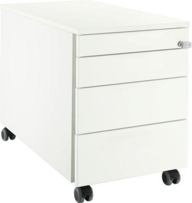 Schäfer Shop Select Rollcontainer 1233, 3 Schubladen, Utensilienauszug, mit Griffnut, weiß/weiß
