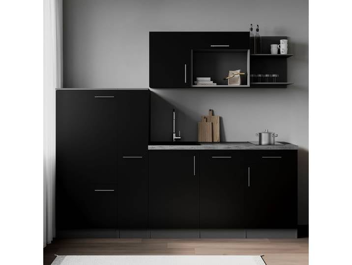 Singleküche Oliver ohne Mikro Kombi A 235cm Schwarz/Schwarz