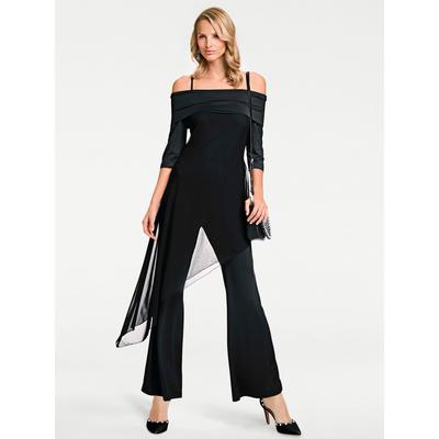 Overall HEINE, Damen, Gr. 42, Normalgrößen, schwarz, 95% Polyester, 5% Elasthan, Netzmaterial:100% Polyamid, unifarben, lang, Overalls Overall