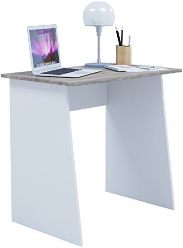 VCM Masola Mini Computerbureau, Wit/Eiken, Breedte: 80 cm