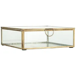 IB Laursen Quadratische Glasbox mit Deckel, 21,5 x 21,5 x 7,3 cm, gold