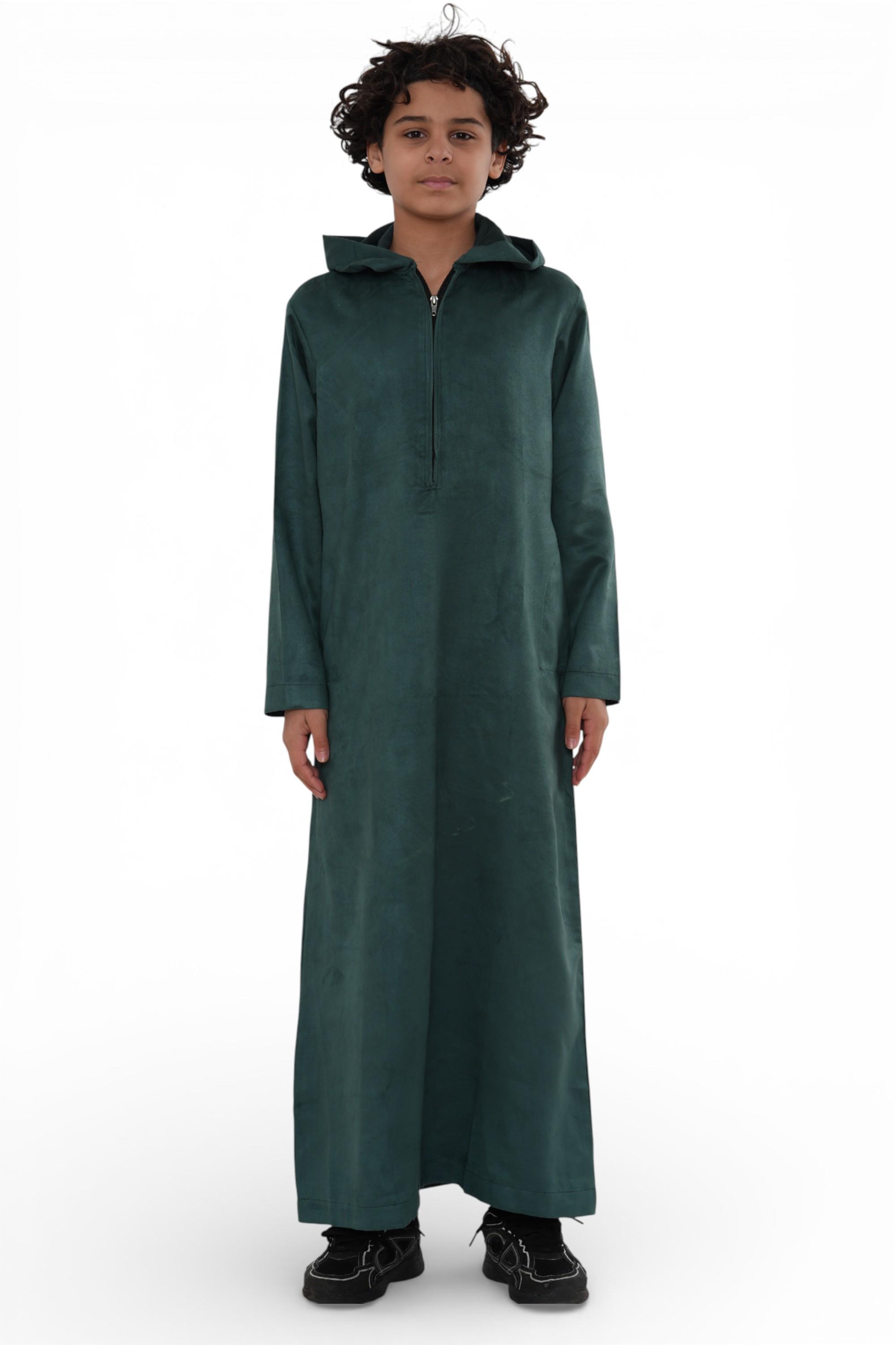 Kinderen Jongens Capuchon Eid Groene Marokkaanse Jubba Gewaad Ramadan Eid Thobe - K-HM12