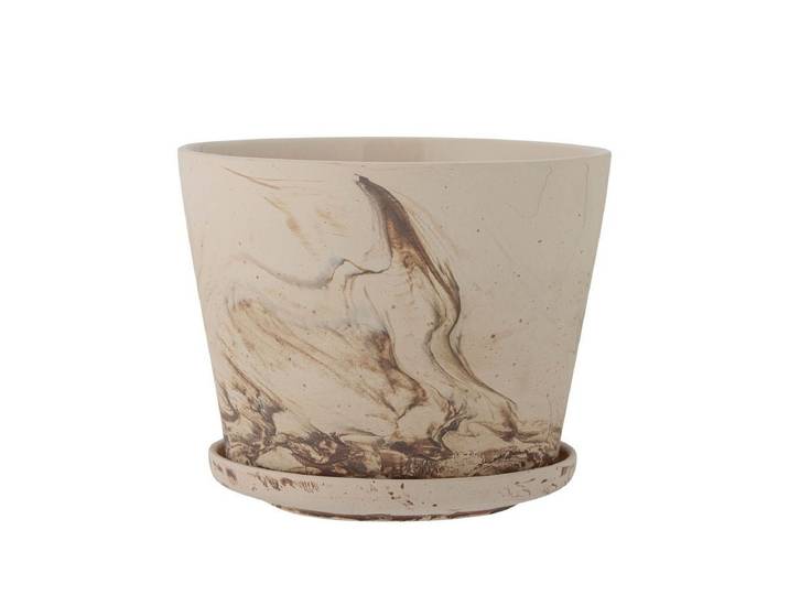 Blumentopf Brave – Steingut mit Aquarelleffekt - Braun - Luxusbetten24