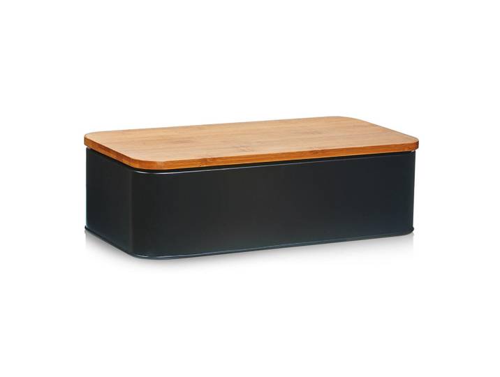 Zeller Present Brotkasten, Schwarz, Holz, Bambus, rechteckig, 43x23x12 cm, Küchenzubehör, Vorratsbehälter, Brotkästen