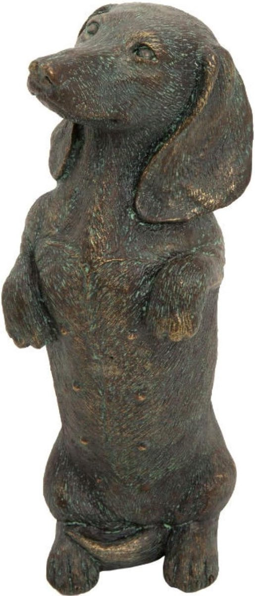 Dachshund Beeldje - Hond Ornament - Tuin Decoratie - Brons - Hoogte: 23,5 cm