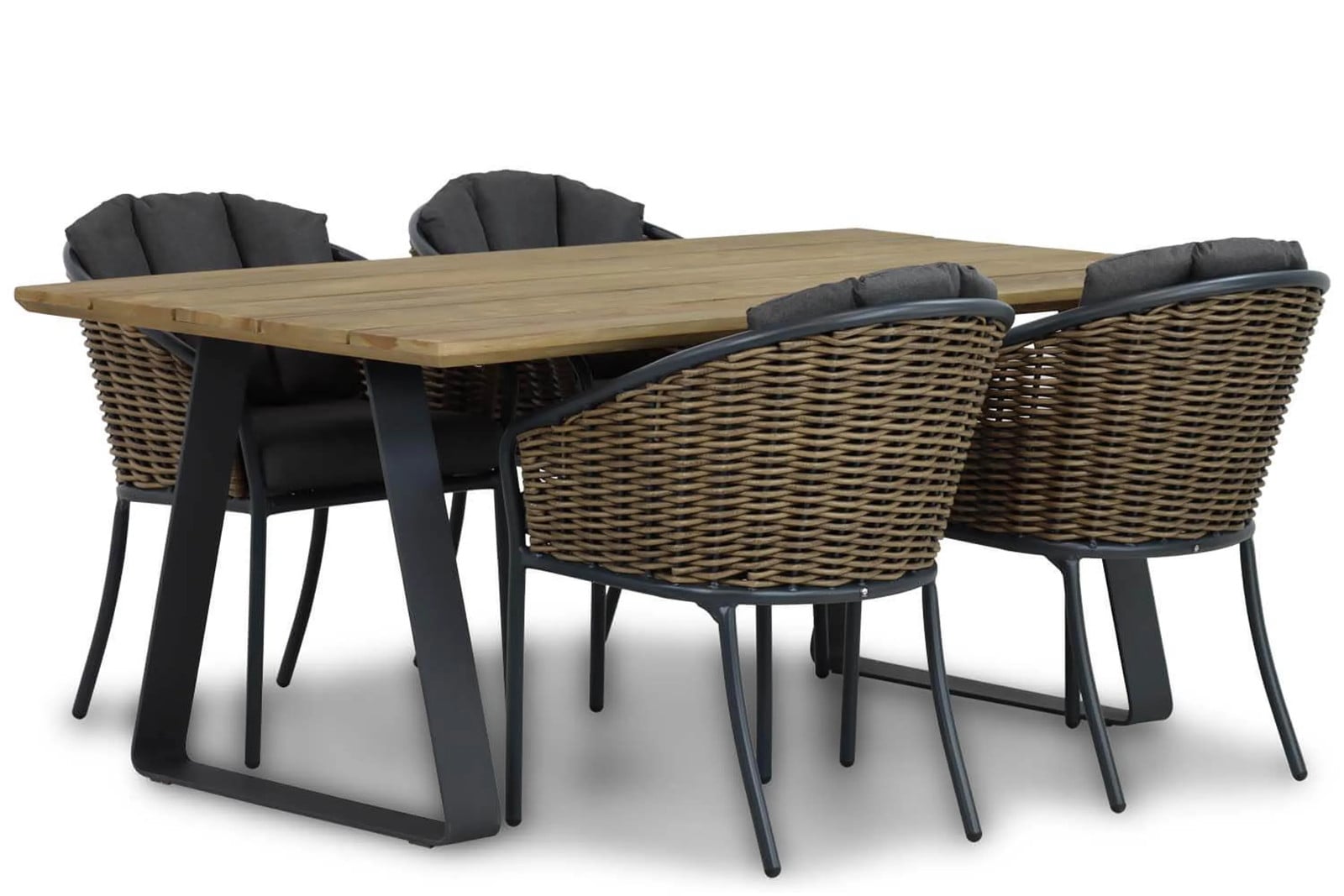 Santika Furniture Santika Tika/Palta 5-delige eettafelset voor in de tuin, Bruin, 180 cm