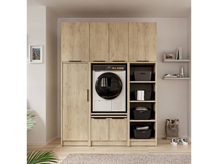 Set de buanderie E 220cm Marron/Imitation chêne clair