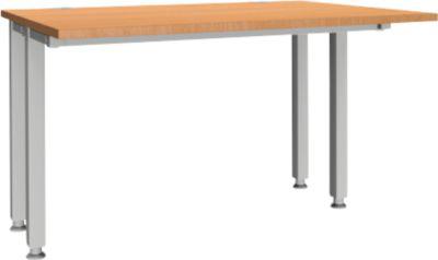Schäfer Shop Genius Schreibtisch MODENA FLEX, 4-Fuß-Quadratrohr, verkürzte Seitenteile, B 1200 mm, buche