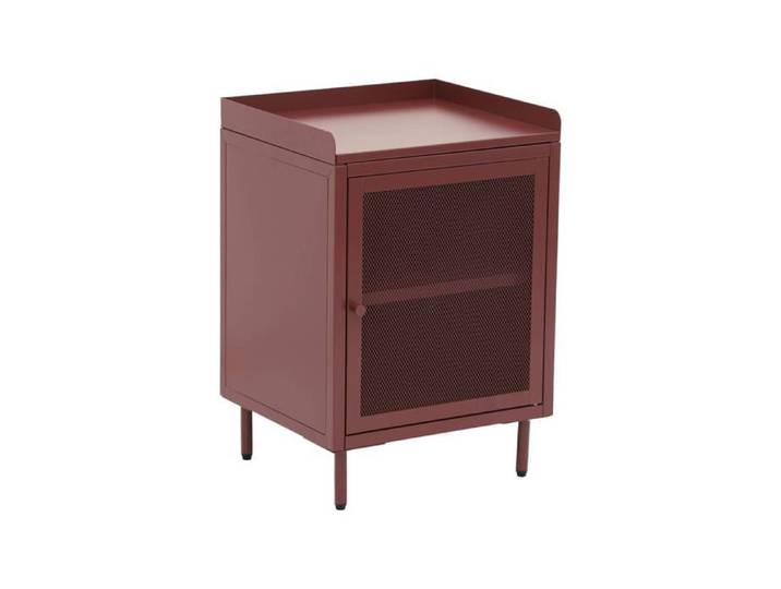 Table de chevet industrielle métal 1 porte grillagée bordeaux - Ohio