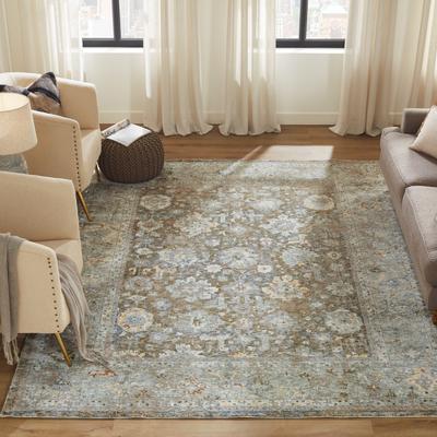 KALATY Monarch Slate Blue Vintage Medallion Area Rug