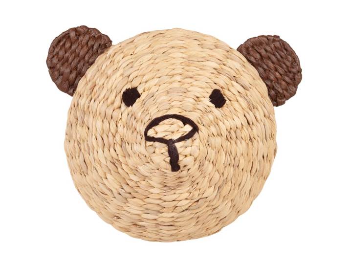 Wanddeko Bär aus geflochtener Wasserhyazinthe 30x30cm