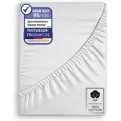 COFI 1453 Weiches Jersey Spannbettlaken 140x200 cm – Weiß