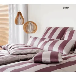 Elegante Bettwäsche Night Stripe - 135x200 cm + 40x80 cm	puder
