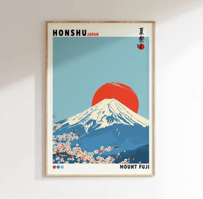 Inspire Picks Hokusai Wave & Mount Fuji Canvas Print Japanese Landscape Wall Decor 2 20x30cm Unframed