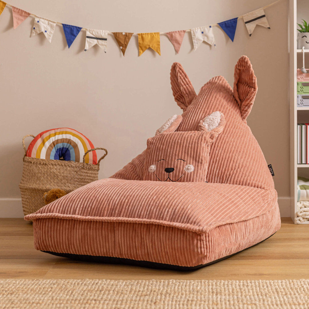icon Kids Bertie Bear Corudroy Lounger Bean Bag, Brown Bunny Small