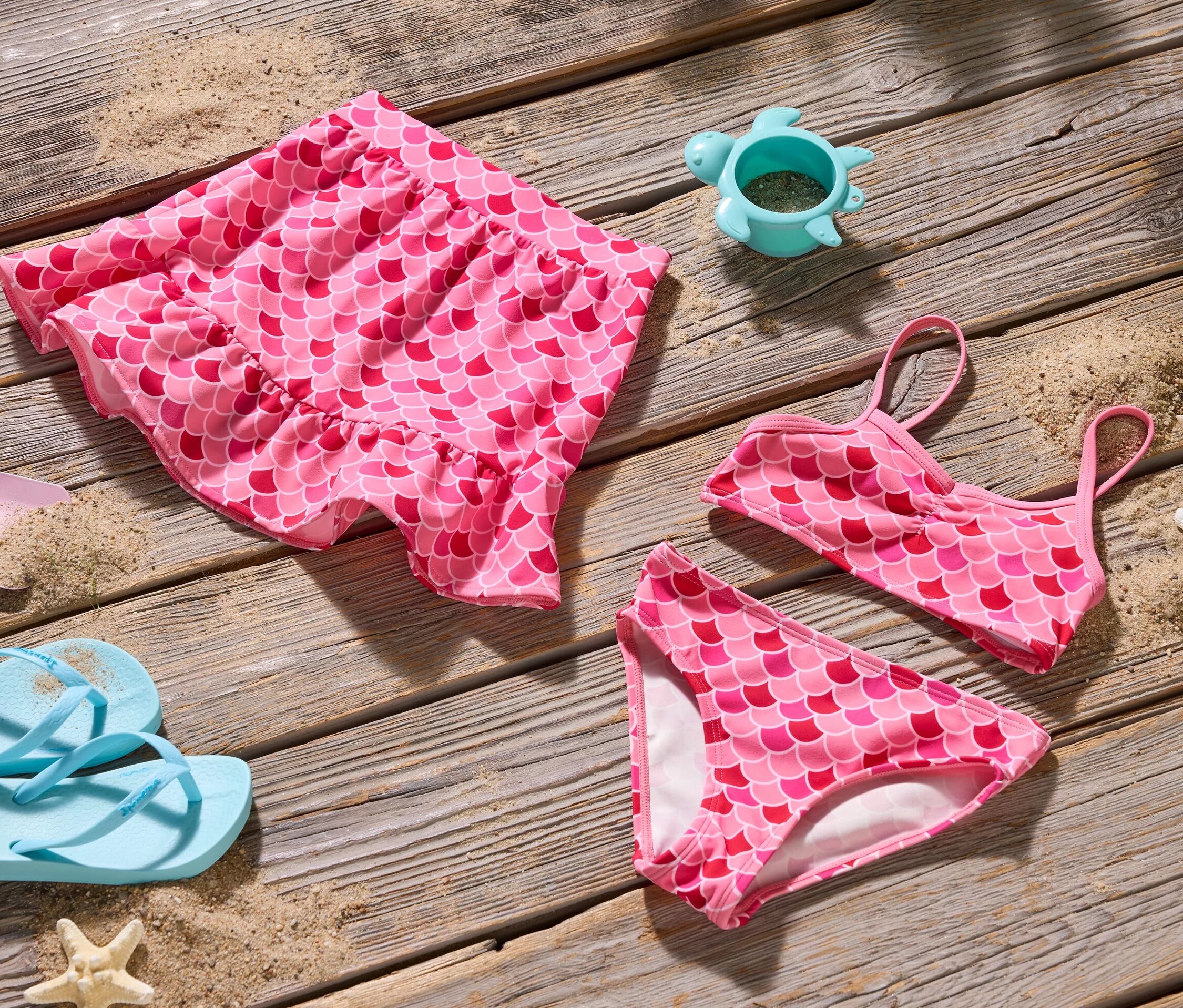 Tchibo - Kinder-Bikini mit Rock - Damen - Gr. 110/116 - rosa/print