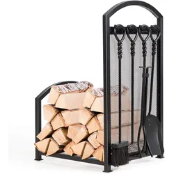 Costway Kaminholzregal mit 4 Kaminwerkzeug