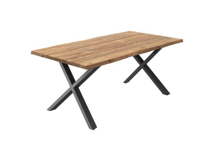 OUTLIV. Negara Gartentisch 180x90cm Edelstahl/Teak recycelt Baumkante Dunkelgrau