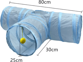 Inspire Curations PlayPounce 3 Way Cat Tunnel Foldable Interactive Tunnel Toy With Peep Hole t Shape