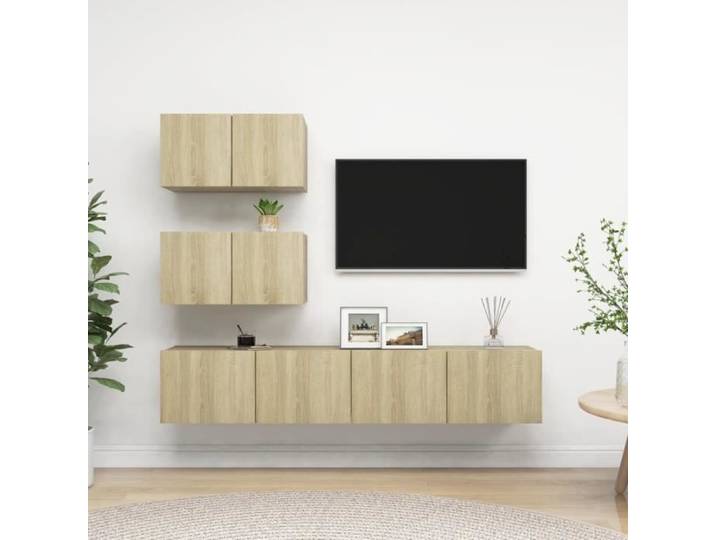Ensemble de Meuble Télévision - 161®Neu - Meuble TV suspendu Armoire HiFi - Chêne sonoma - Contemporain - Design