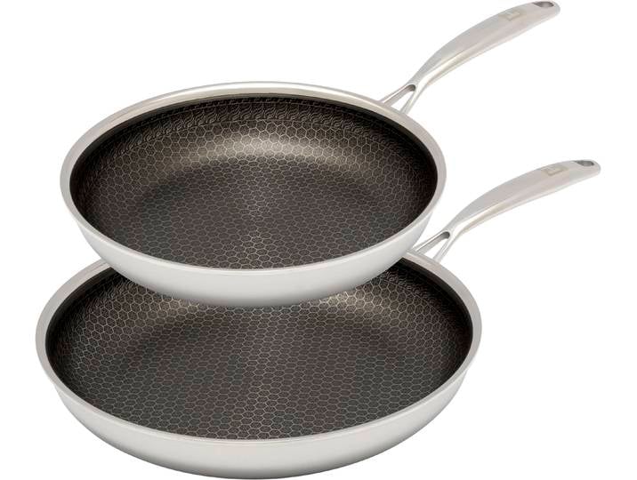 Pfannen-Set HENSSLERS, silber (edelstahlfarben), Ø:28cm, Pfannen, 3-Schicht Material, Wabenstruktur und Antihaftbeschichtung, Induktion
