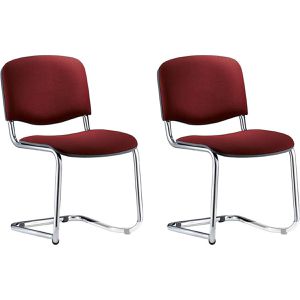Nowy-Styl Besucherstuhl Iso Swing, stapelbar, Freischwinger, Stoff, bordeaux, 2 Stück