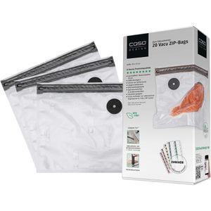 Caso Vakuumierbeutel 1293, Vacu ZIP-Bags, 26 x 23 cm, 150µm, für Lebensmittel, 20 Stück